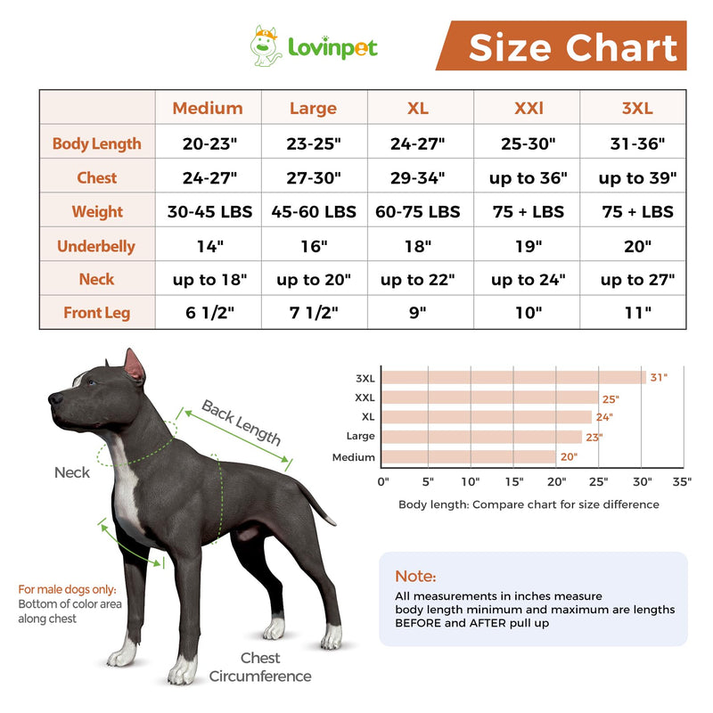 LovinPet Dog Recovery Suit for Large Medium Dogs - Wound Protective Surgical Recovery Snugly Suit for Abdominal Wounds After Surgery Anti-Licking Dog Onesies,Hippo,Orange,XXL XXL Brown collar/Yellow - PawsPlanet Australia