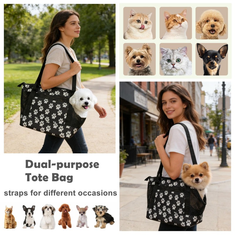 Dog Purse Carrier for Small Dogs with Pocket,Dog Carriers Soft Sided,Pet Carrier Purse for Puppy and Cats Up to16 lbs,Dogs and Puppies Tote Bag Carrier,Collapsible Travel Puppy Carrier Black Medium(2-9LBS) - PawsPlanet Australia