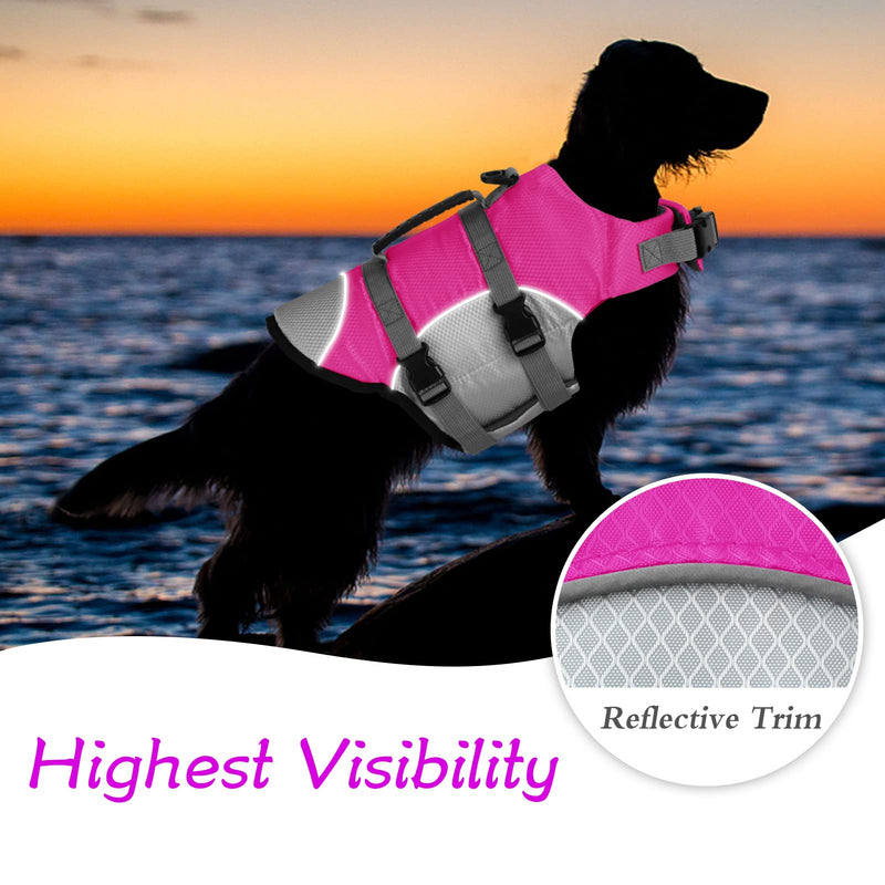 Dogcheer Sports Style Dog Life Jacket, Reflective Adjustable Dog Safety Life Vest for Swimming Boating, Puppy Floatation Float Vest Pet PFD with Enhanced Buoyancy for Small Medium Large Dogs XS(Chest Girth 11.8"-16") Pink