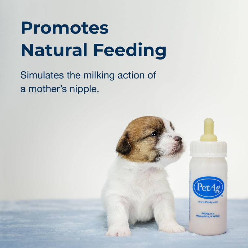 Pet-Ag Nursing Kit - 4 oz - Promotes The Natural Feeding of Liquids to Baby Animals - Each Kit Includes 4 oz. Bottle with Cap, 3 Nipples & Cleaning Brush 4oz Bottle Kit