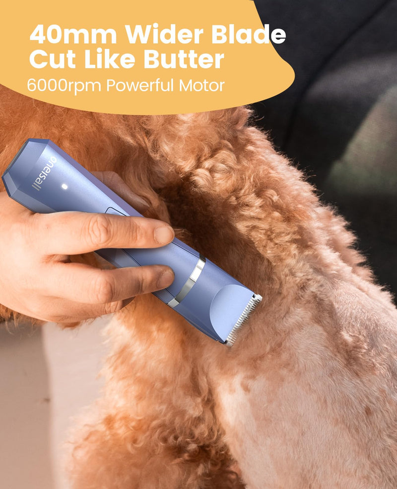 oneisall Dog Clippers Grooming Kit 4 in 1, Low Noise Dog Paw Trimmer&Dog Nail Grinder,IPX7 Waterproof Cordless Pet Trimmer Shaver for Small Dogs and Cats Blue