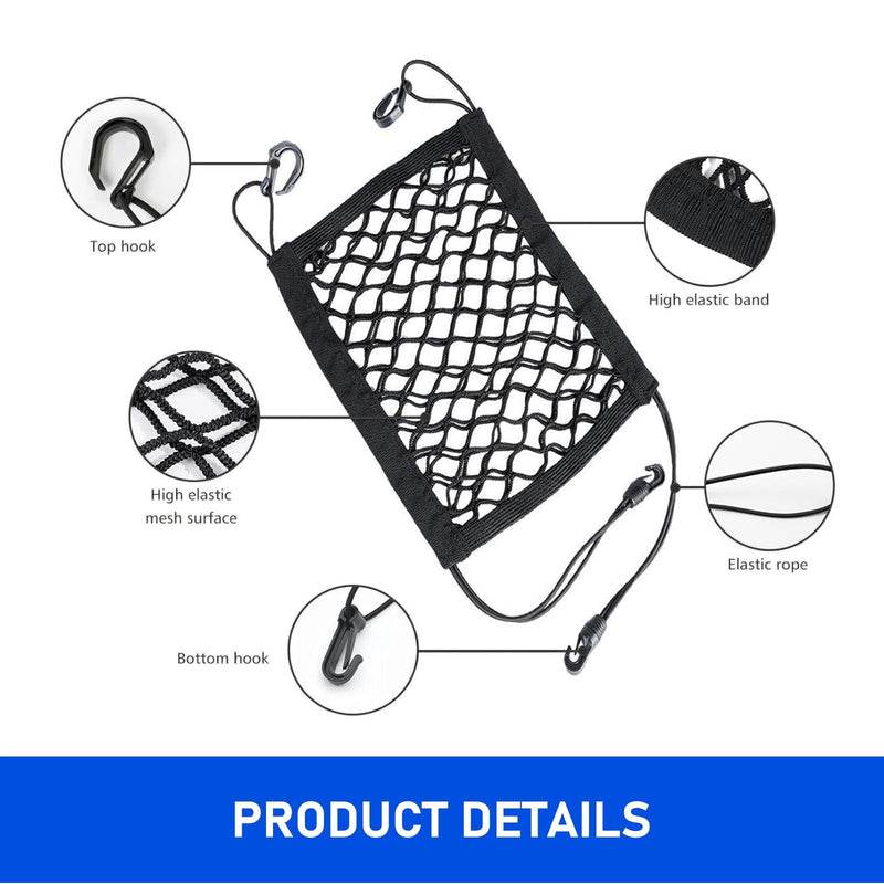 1 PC Car Front and Rear Seats Pet Isolation Net, Double-Layer Coarse Net Breathable Anti-Scratch Anti-Collision Dog Safety Barrier Protection, Flexible Storage Bag, Universal for Cars (Black) - PawsPlanet Australia
