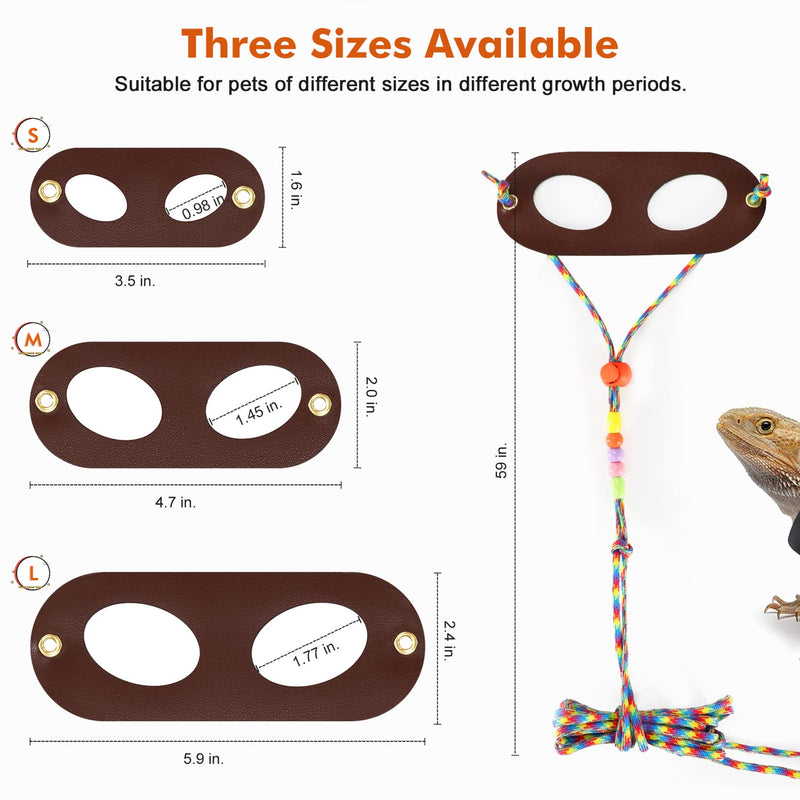 LIKZINWA Bearded Dragon Lizard Leash Harness,4 Size Pack Adjustable Small Animal Harness for Reptile and Small pet (Brown) Brown - PawsPlanet Australia
