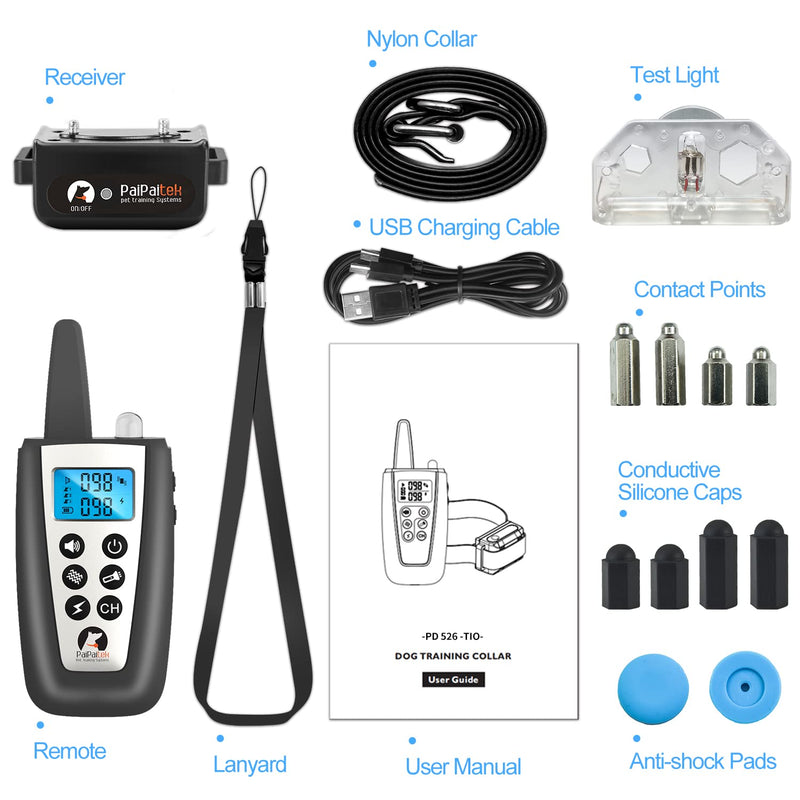 PaiPaitek Bark Collar with Remote, Automatic Bark and Training Collar Combo with Beep, Vibration, Shock, Auto Bark Mode, Up to 3300ft Range Dog Shock Collar for Small, Large and Medium Dogs Black - PawsPlanet Australia