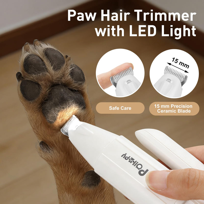 2-in-1 Dog & Cat Paw Hair Trimmer & Nail Clipper with 2 LED Lights, Splash Guard & Safety Lock, Micro Pet Claw Hair Trimmer Shaver for Paws, Ear, Eye, Face, Extra Sharp Rechargeable Grooming Tool - PawsPlanet Australia