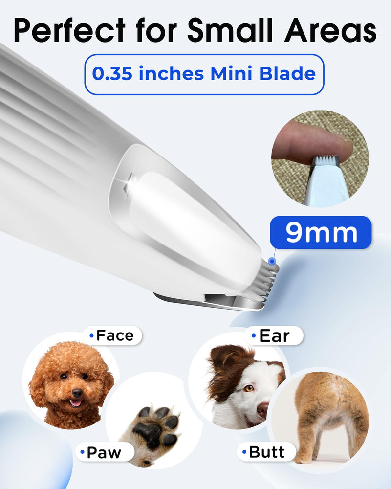 Upgraded Dog Paw Trimmer with LED Light, 9 mm Mini Blade (0.35 inches), Smart Display, Type-C Rechargeable Pet Clippers for Small Dogs Cats Trimming Paws, Eyes, Ears, Face, and Rump - PawsPlanet Australia