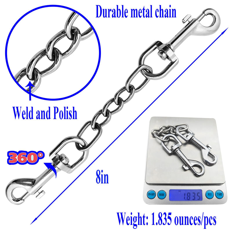 Dog Collar Safety Clip Metal Clasp Double Ended Connector 2 Pack Prong Chew Proof Backup Dog Clip for Pet Harness Collar Leash Necklaces Dog Strap Lead Carabiner Heavy-Duty Chain 8 inch - PawsPlanet Australia