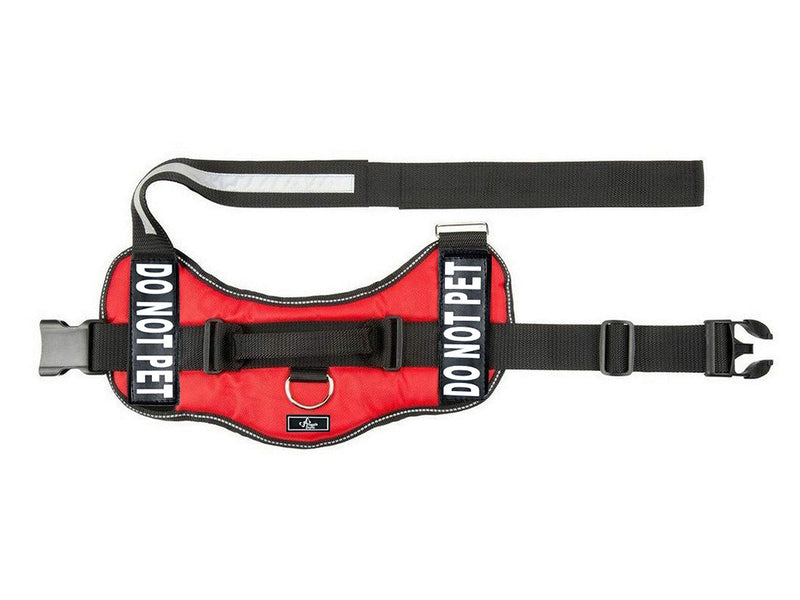 DO NOT PET Dog Vest Harness with Removable Patches and Reflective Trim. Comes with 2 DO NOT PET Reflective Removable Patches. Please Measure Dogs Girth Before Purchase Girth 24-31" Red - PawsPlanet Australia