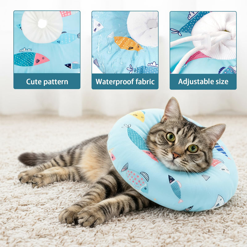 Waterproof Cat Collar Dirt-Repellent Cat Collar Protective Collar Adjustable Collar Soft Collar Cone After Surgery and Injuries for Puppies Dogs Recovery (Blue, M) blue