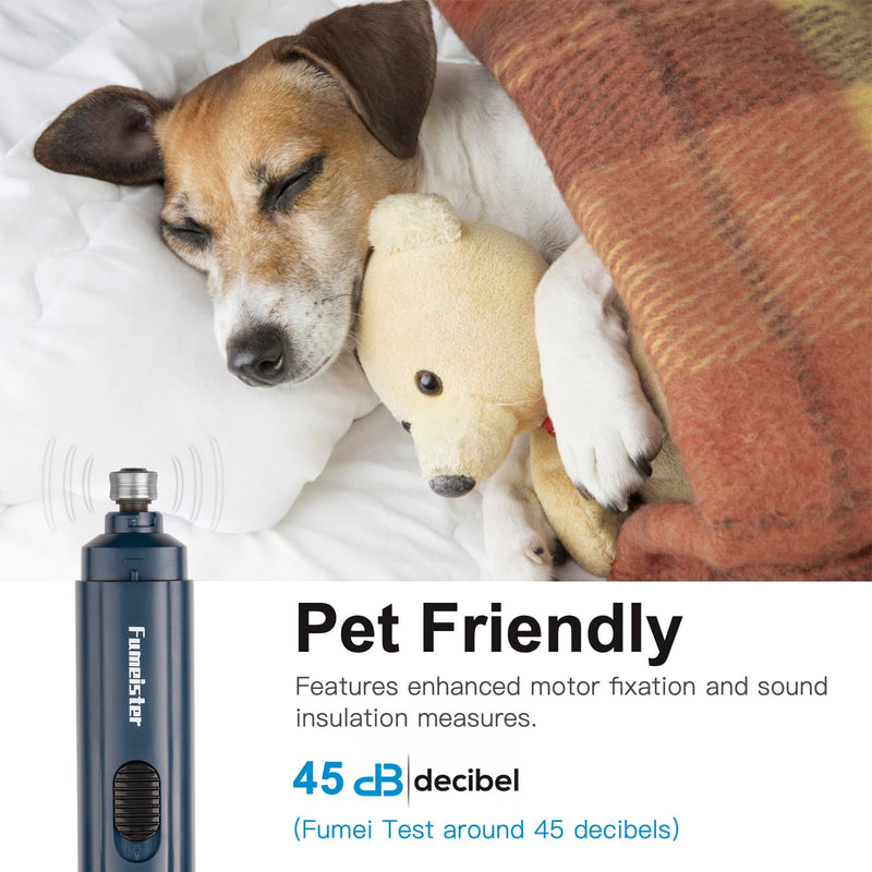 Pet Nail Grinder for Dogs - Quiet 2-Speed Type-C Rechargeable Dog Nail Trimmer, Low Noise Paw Grooming for Dogs & Cats (Blue) Blue - PawsPlanet Australia