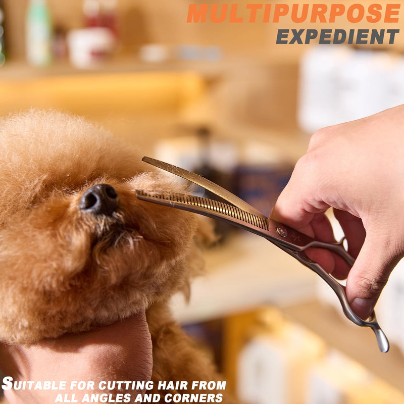 High-end Professional Dog Grooming Curved Thinning Scissors Teeth Blending Shears Pet Texturizing Thinner Blender Shears 7 Inch Extremely Very Sharp Made Of Stainless Steel Alloy For Dog Cat Groomer Matte Silver Curved Thinning 7inch - PawsPlanet Australia