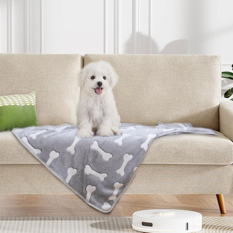 1 Pack 3 Puppy Blankets for Large Dogs Super Soft Warm Sleep Mat Grey Cute Print Fluffy Fleece Pet Throw Dog Blankets for Medium Dogs Cats,Star&Bone&Love-Large(40"x30") Large(40"x30") Bone/Love/Star - PawsPlanet Australia