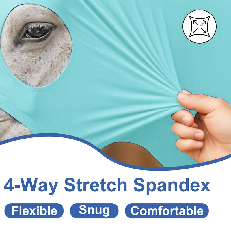 Horse Slinky Hood with Zipper, Stretch Spandex Sleazy Hood for Mane Protection, Breathable Horse Neck Cover for Show Prep, Braids Saver, Sleek Grooming Under Blanket Use Turquoise Large - PawsPlanet Australia
