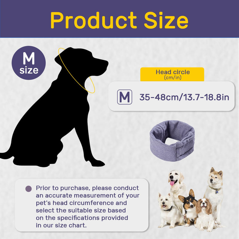 Dog Snood Earmuffs Calming Hood Ear and Neck Warmer Adjustable Noise-Reducing Dog Ear Protectors Comfort Pet Ear Covers for Anxiety Relief, for Medium Dogs 9–18kg (Purple, M)