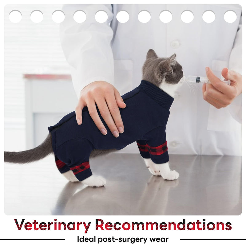 PUMYPOREITY Comfy Cat Pajamas, Versatile Cat Shirt for All-Day Wear, Soft Stretchy Sweater with Back Snap for Easy Wear, Breathable Recovery Suit for Surgery Recovery, L, Blue Large - PawsPlanet Australia