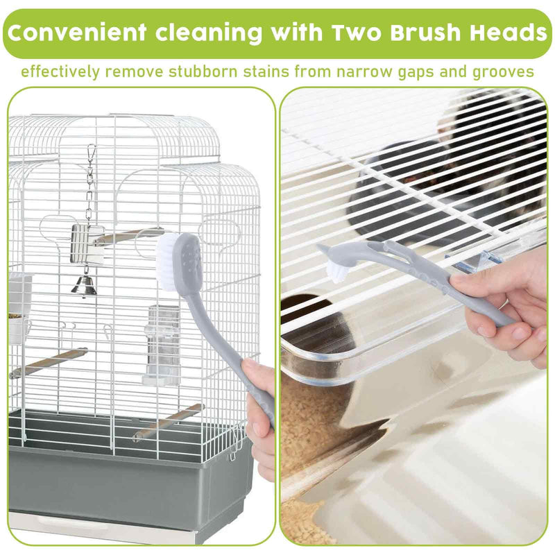 4 Pcs Bird Cage Cleaner with Two Brush Plastic Heads Long Handle Tool for Cleaning Bird Cages ssential Bird Cage Accessory - PawsPlanet Australia
