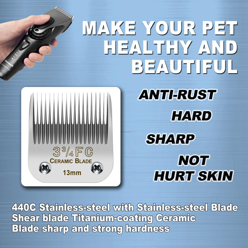 3-3/4FC Blade Detachable Pet Clipper Replacement Blades Compatible with A*dis Pet Clipper/Oster A5/W*AHL KM Series Dog Clipper, Detachable Ceramic Blade,1/2-Inch Cut Length (13mm) 3-3/4FC 13mm - PawsPlanet Australia