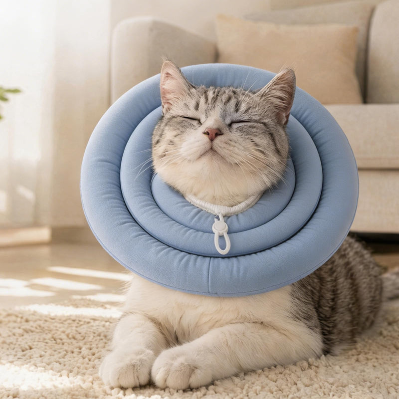 Soft Dog Neck Brace for Neck & Upper Body Wounds, Soft Padded Neck Collar, Waterproof Dog Collar with Leak Protection and Drawstring, Post-Surgery Dog Collar, Dusty Blue (XL)