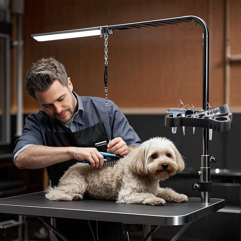 Adjustable Pet Grooming Organizer for Scissors, Brushes and Tools - Rotatable Multi-Compartment Grooming Arm Stand Bone Carbon Fiber Bone - PawsPlanet Australia