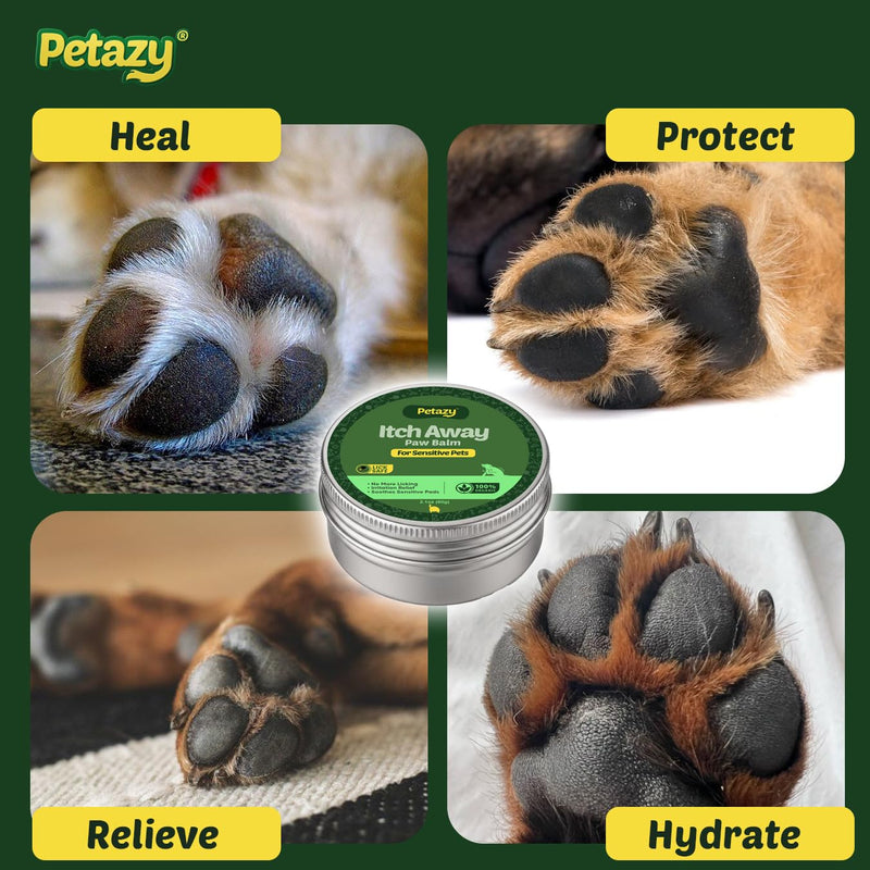 Itch Away Dog Paw Balm for Dogs - Soothes Itchy & Irritated Paws, Natural Nose & Paw Wax with Beeswax, Shea Butter, Coconut Oil, Aloe, Oat, & Vitamin E, Relief for Allergies and Sensitive Pets Itch Away - PawsPlanet Australia