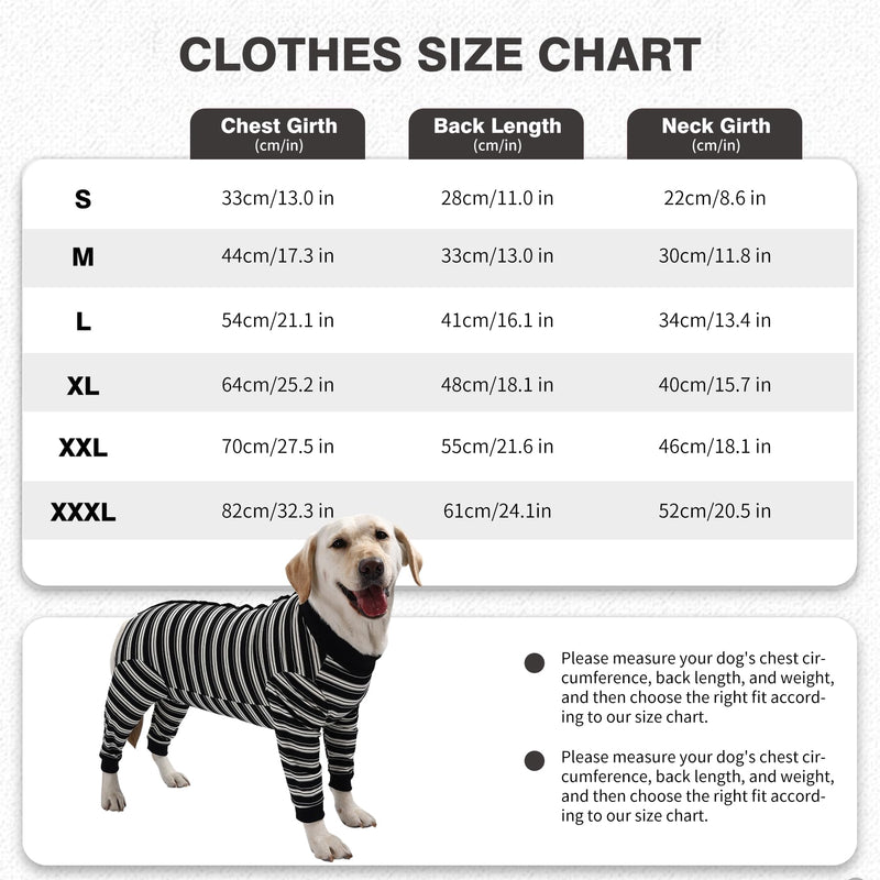 Dog Recovery Suit, Pet Surgical Suits Medical Shirt for Female Male, Stripes Spay Suit for Wounds Protectation, Dog Cone E-Collar Alternative, Operative Onesie Bodysuits Shirts (Black, M) Black