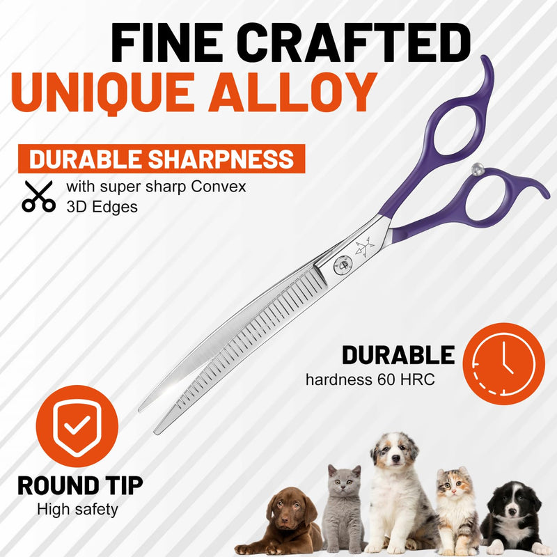 High-end Professional Dog Grooming Curved Thinning Scissors Teeth Blending Shears Pet Texturizing Thinner Blender Shears 7 Inch Extremely Very Sharp Made Of Stainless Steel Alloy For Dog Cat Groomer 7inch Comprehensive Curved Thinning Shears - PawsPlanet Australia