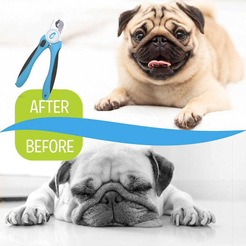 Pet Nail Clippers, Stainless Steel, Ergonomic Non Slip Design, Safe Home Pet Grooming for Cats and Dogs (Blue) Blue