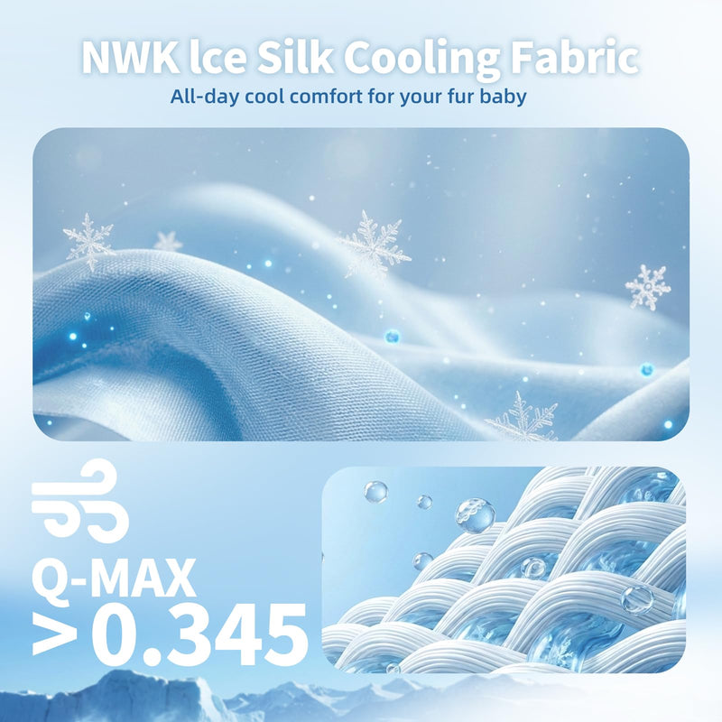 NWK Dog Cooling Blanket, Q-Max>0.345, Ice Silk Cool to Touch Material, Bed Cover, Furniture Protector Couch Sofa for Summer, Anxiety Relief-Machine Washable (Ocean Blue, 40'' X 60'') Ocean Blue 40*60 - PawsPlanet Australia