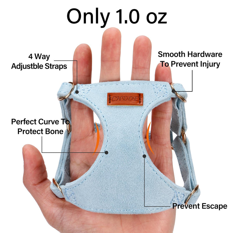 No Pull Dog Harness- Lightweight, Soft, Adjustable Small Harness Collar and Leash Set, Suitable for Cats Puppy Small and Medium-Sized Dog Outdoor Training and Running (Blue, XXS) Blue - PawsPlanet Australia
