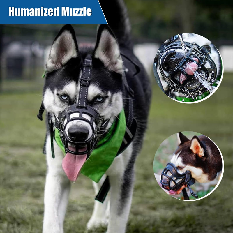 Dog Muzzle, Breathable Basket Muzzles for Small Medium Large Sized Dogs, Adjustable Humane Cage Mouth Cover for Scavenging Grooming Biting Chewing, Allows Panting and Drinking(Soft Rubber, M) - PawsPlanet Australia