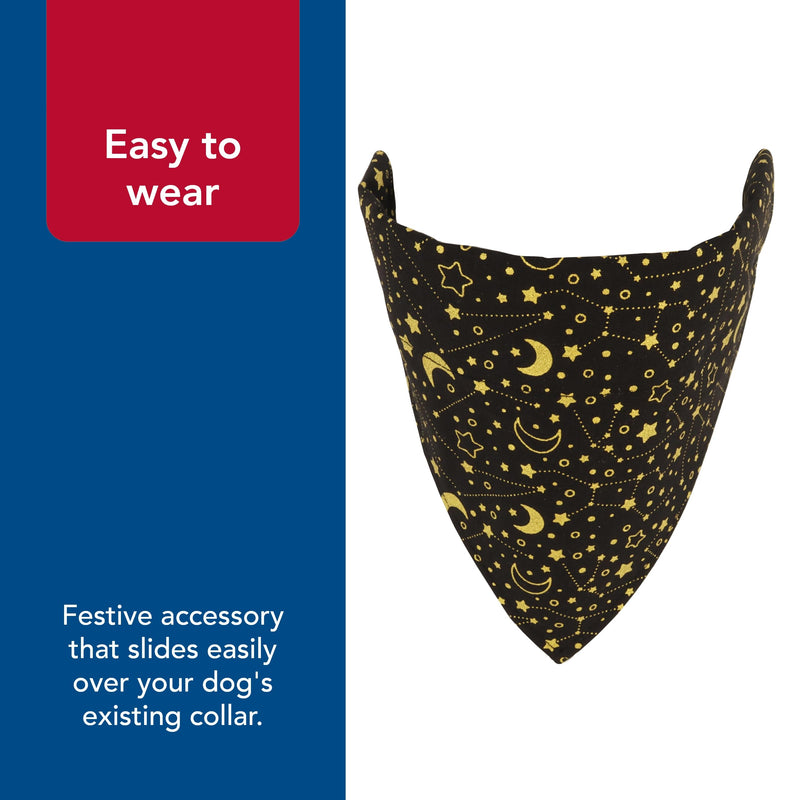 Coastal Pet Accent Metallic Over The Collar Dog Bandana - Fashionable Dog Style - Comfortable Fit - Over-The-Collar Fit with Metallic Sparkle - Bright Black Galaxy, 7" x 10" - PawsPlanet Australia