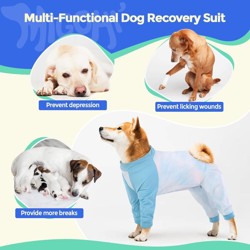 MIGOHI Full Body Dog Recovery Suit,Breathable Recovery Suit for Female Male,Dog Onesie,Anti-Licking Dog Pajamas Suit,Dog Surgery Suit Female Spay,Surgical Recovery Suit for Small Dogs,S,Blue Blue - PawsPlanet Australia