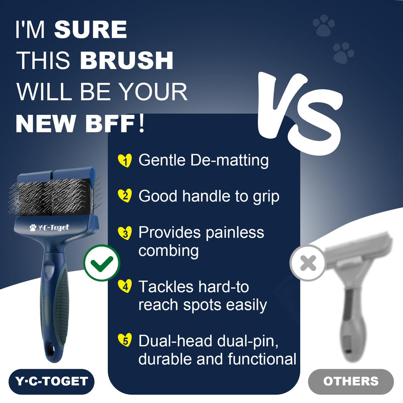 Flexible Double-Sided Slicker Dog Brush for Doodles & Poodles, Gentle Detangling & Undercoat Brush for Goldendoodles, Labradoodles, Curly Coated Dogs and Cats, Home & Salon Grooming Tool