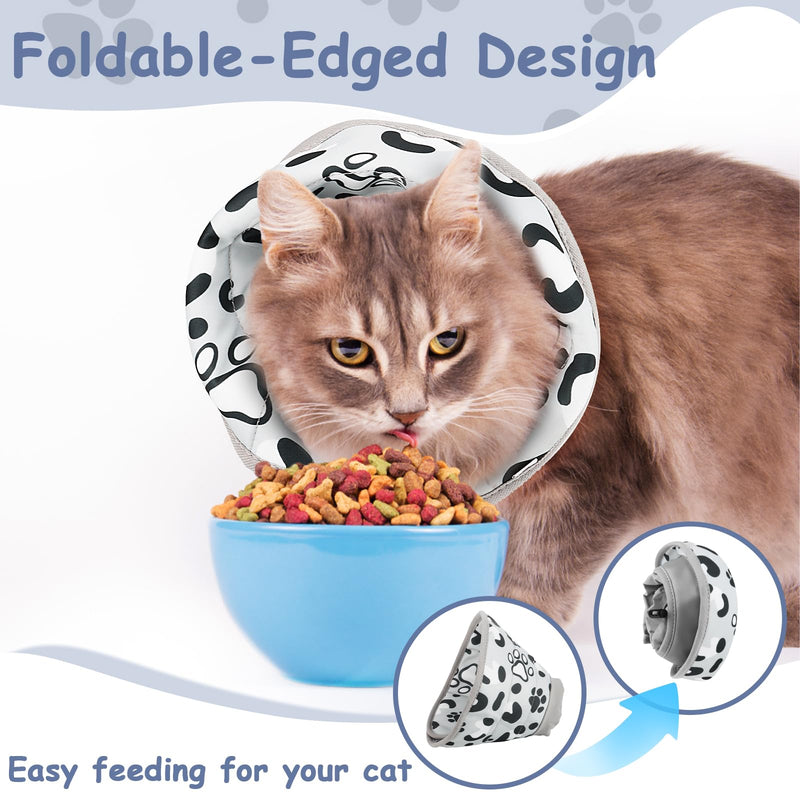Cat Collar, Soft, Cat Collar, Adjustable Cat Collar, Grey, Polyester, PU, 8-25 cm, Prevents Licking Wounds, Ideal for Long-Term Use