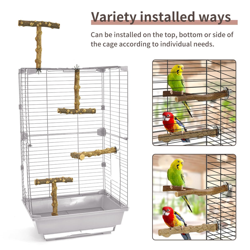 Bird Perches, 6pcs Natural Wood Birds Stand Branch, Bird Perch Chewing Stick Cage Accessories Parrot Climbing Standing Branches Paw Grinding Fork Sets for Parakeet Lovebirds Cockatiels Pattern-3 - PawsPlanet Australia