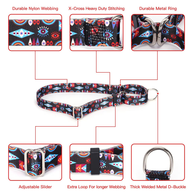 Martingale Collar for Dogs, No-Slip Escape Proof Choke No Pull Cinch Soft Nylon Dog Training Collars Adjustable for Small Medium Large Breed Pet Dogs, Pink Daisy M 8 - PawsPlanet Australia