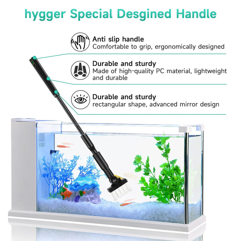 hygger Small Aquarium Cleaning Tools, 4 in 1 Fish Tank Cleaner Kit with Handle,Fish Net,Algae Scraper,Clean Brush,Flat Sponge