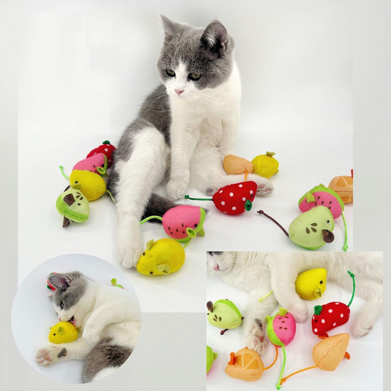 Catnip Cat Mice Toys Interactive Mouse Cat Toy for Indoor Adult Cats Kitten Kitty Baby Cat Chew Exercise Toy Fruit-Shaped Mice Cat Toy Set - 5PCS - PawsPlanet Australia
