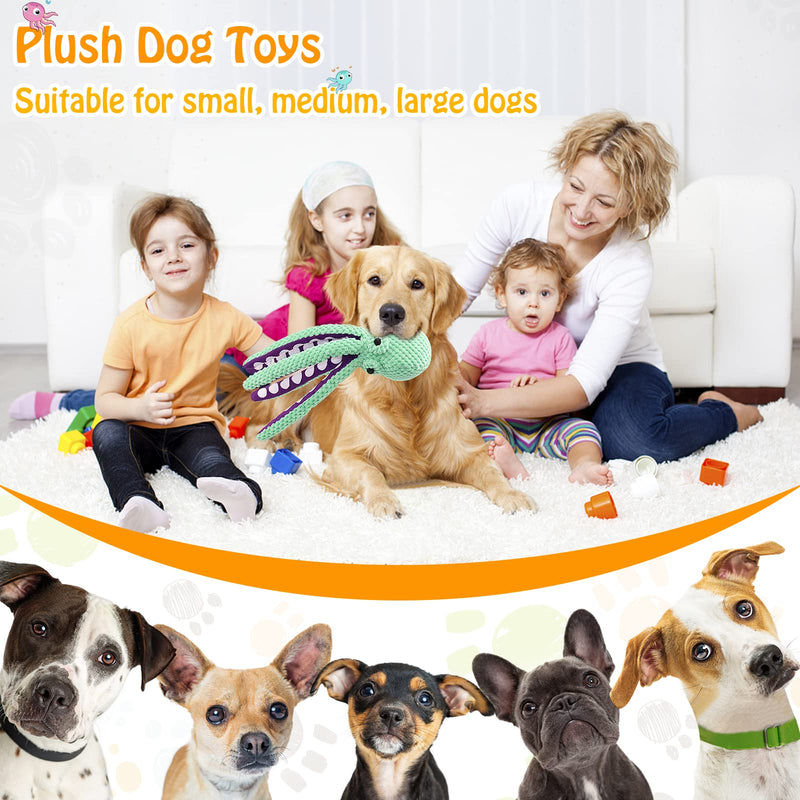 Squeaky Dog Toys for Large Dogs: Plush Dog Toys with Soft Fabric - Pet Toys for Small, Medium, and Large Dogs - Puppy Toys to Keep Them Busy Green - PawsPlanet Australia
