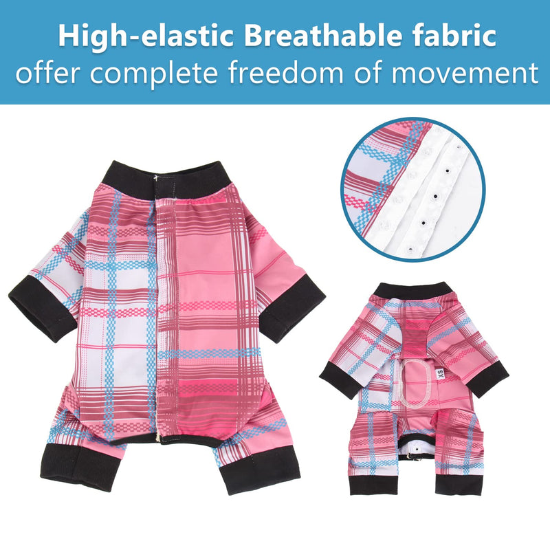 Etdane Dog Recovery Suit After Surgery, Surgical Onesies for Female Male Doggy Pet Vest Shirt Alternative Cone E-Collar Blue Red Plaid Small
