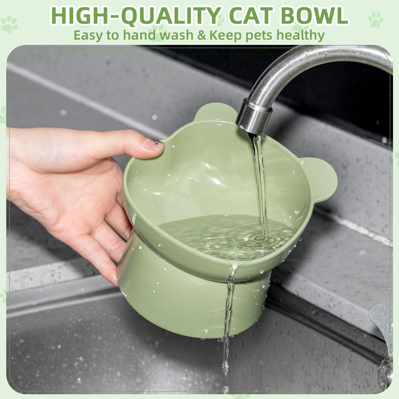 Zhehao 4 Pcs Elevated Cat Bowls Plastic Raised Cat Bowl 15 Degrees Tilted Raised Pet Food and Water Bowls Cute Anti Vomit Food Dishes Pet Feeders for Cats and Small Dogs (Bear) Bear