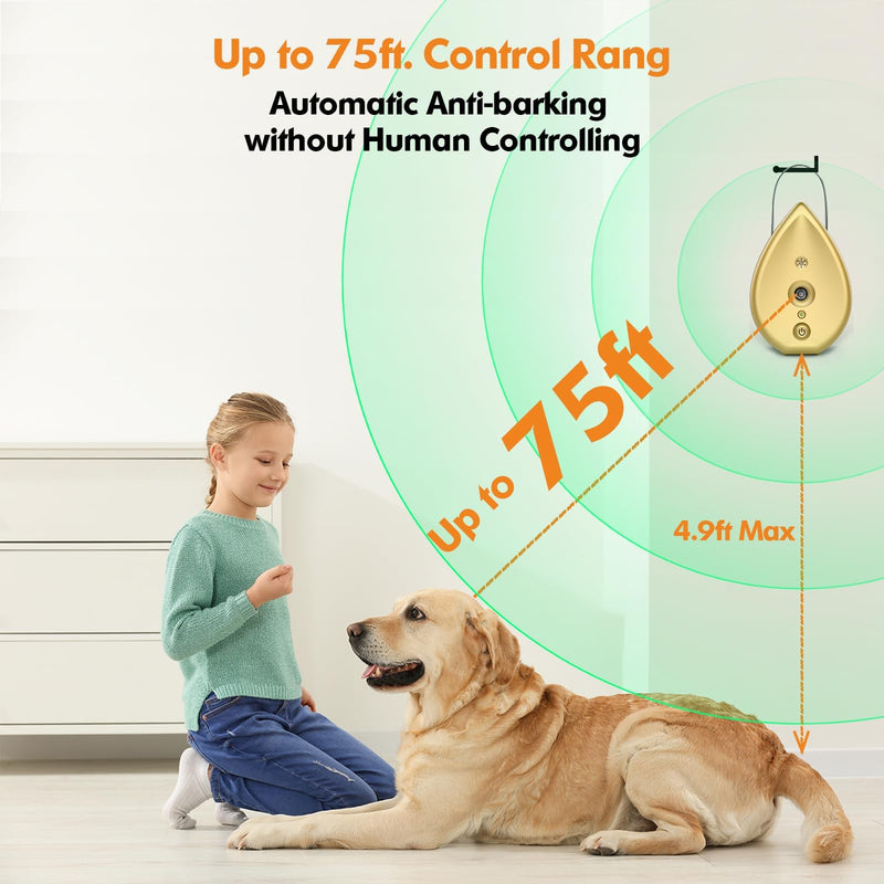 Anti Barking Device for Dogs Bark Box, Rechargeable Ultrasonic Barking Deterrent Devices with 3 Modes/Irregular Ultrasound Frequency/Automatically Electronic Dog Whistle Neighbors Dog Silencer(Gold) Gold Anti Barking Device - PawsPlanet Australia