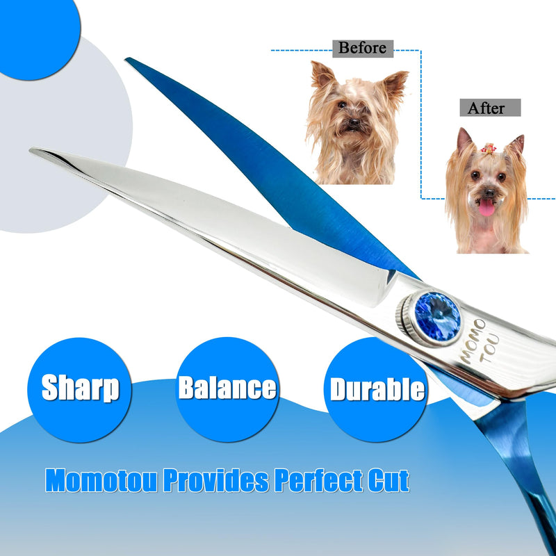 7'' Dog Grooming Scissors Set Straight Thinning Curved Chunker Shears 4pcs in 1 Set with Comb Dog Grooming Scissors Kit for Dogs and Cats 7'' - PawsPlanet Australia