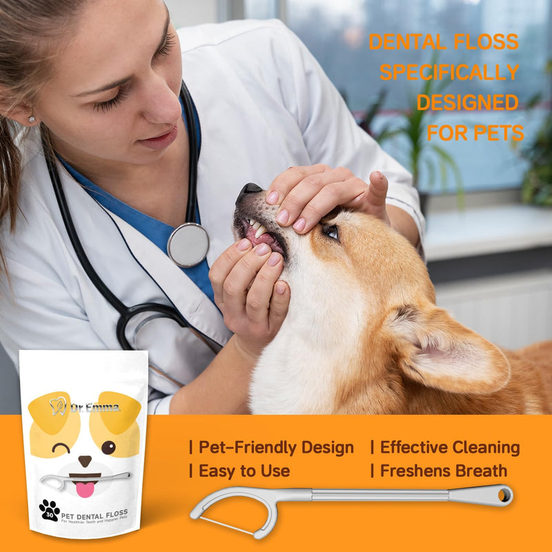 Dog Tooth Brush Picks Pet Dental Floss for Teeth Cleaning Plaque Remover for Teeth Dental Care for Small to Large Dogs, Cats 30 Count (Pack of 1) - PawsPlanet Australia