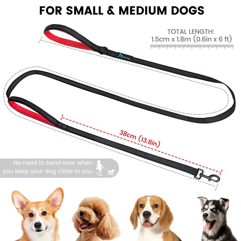 PuppyDoggy Dog Leash for Small to Medium Dogs 6 ft x 0.6" with 3 Reflective Stitching and 2 Traffic Padded Handles Dog Lead/Rope, Pet Leash for Running Walking Training (Pink 1 Pack - 6 ft x 0.6 in) Pink 1 Pack - PawsPlanet Australia