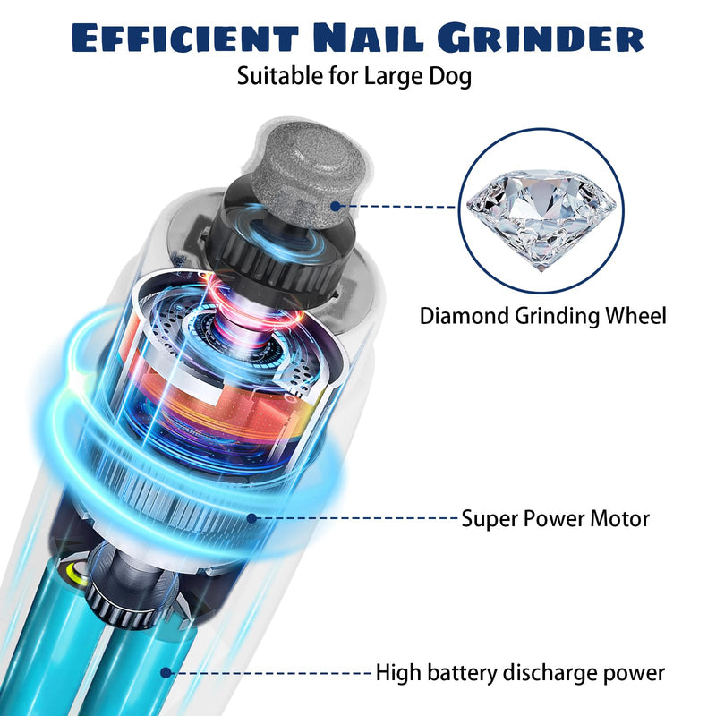 Upgrade Dog Nail Grinder with 5 LED Shadow Free Light, Dog Nail Trimmer Protect Pet Paws from Over Grinding with 2 Speed Super Power Motor, with one aditional Concave-Shaped Replacement Head Grinder+1 Head - PawsPlanet Australia
