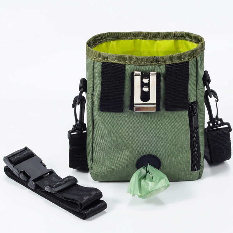 Dog Treat Pouch 2.0, Treat Pouches for Pet Training,Built-in Poop Bag Dispenser,Waist Belt Clip, Puppy Treat Pouch with Magnetic Closure - Green - PawsPlanet Australia