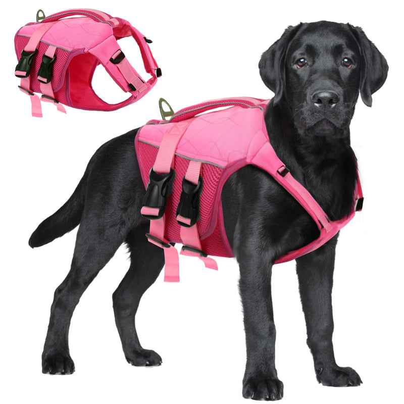 ASENKU Dog Life Jacket with Rescue Handle, Dog Life Vest for Swimming Boating with High Flotation, Ripstop Lightweight Pet Life Preserver with Reflective Stripes for Small Medium Large Dogs Pink