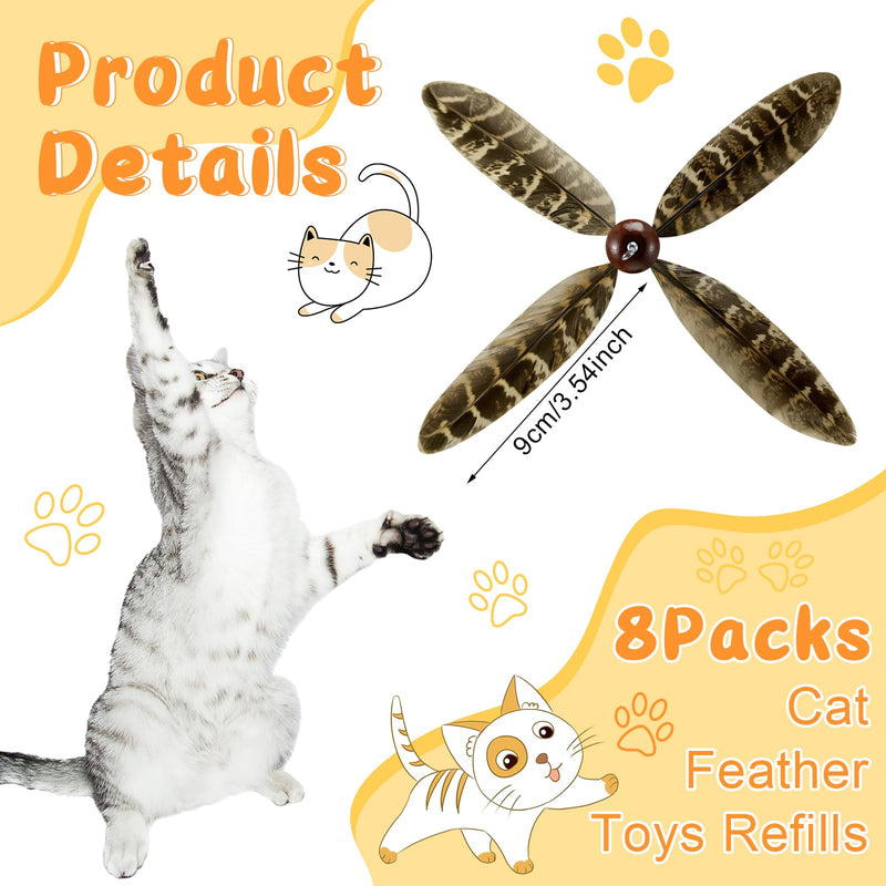 8 Pcs Cat Feather Propeller Refills Propeller Cat Toy Refills Cat Toy Feather Replacement Cat Wand Attachments - PawsPlanet Australia