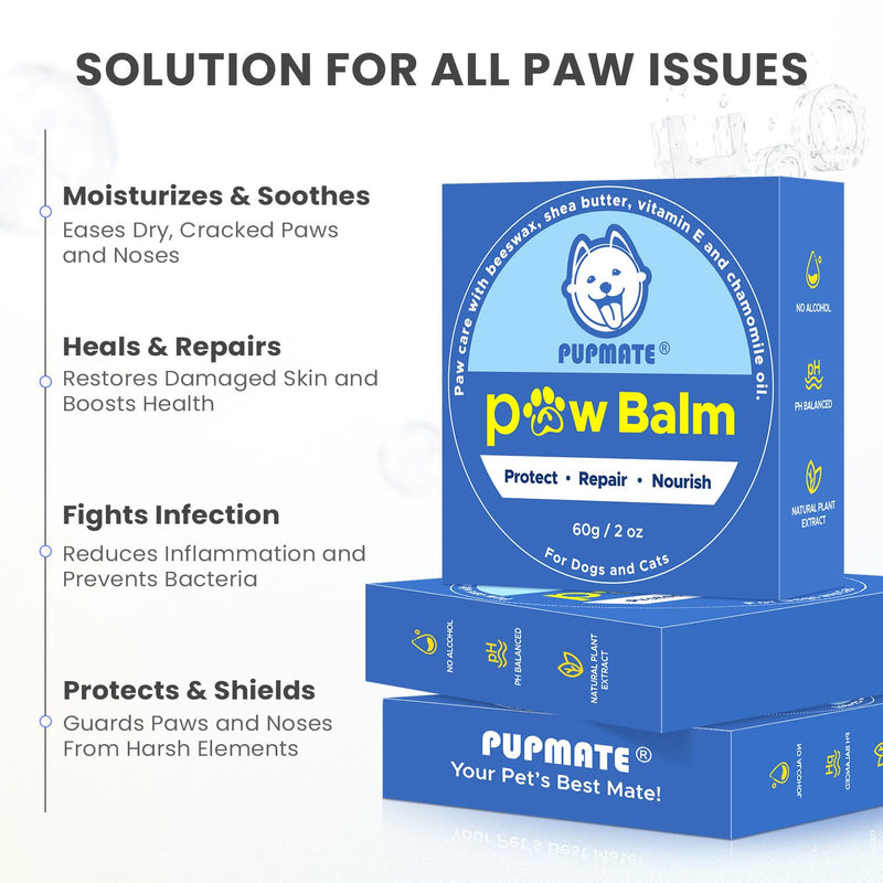 Dog Paw Pad Balm 2 oz | Heals & Moisturizes Dry, Cracked Paws | All-Natural, Safe for Dogs & Cats | Soothes Irritation, Hot Pavement & Cold Snow | Dog Nose Balm for Dry Noses - PawsPlanet Australia